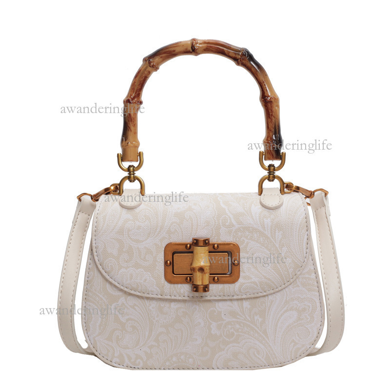 2026 Chinese Style Luxury Bamboo Women's Handbag Fashion Simple Printed Mini Commuting Shoulder Crossbody Bag Commuting Shopping Bag Makeup Bag E