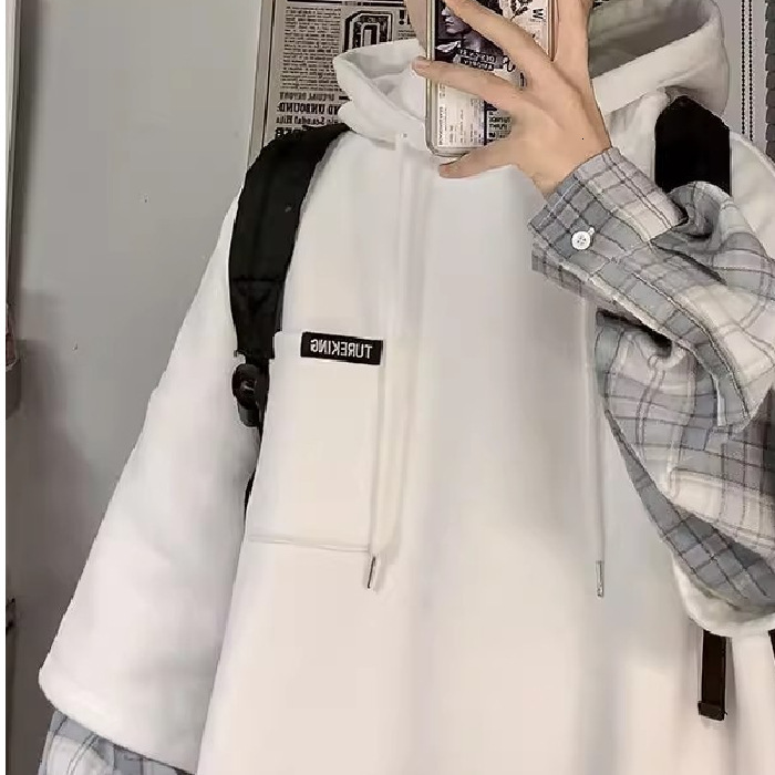 2026 New Designers' Fashion Luxury Brand Autumn Men's Checkered Hooded Outdoor Sport Shirt Hong Kong Trendy Style Hip Hop Style Double-piece