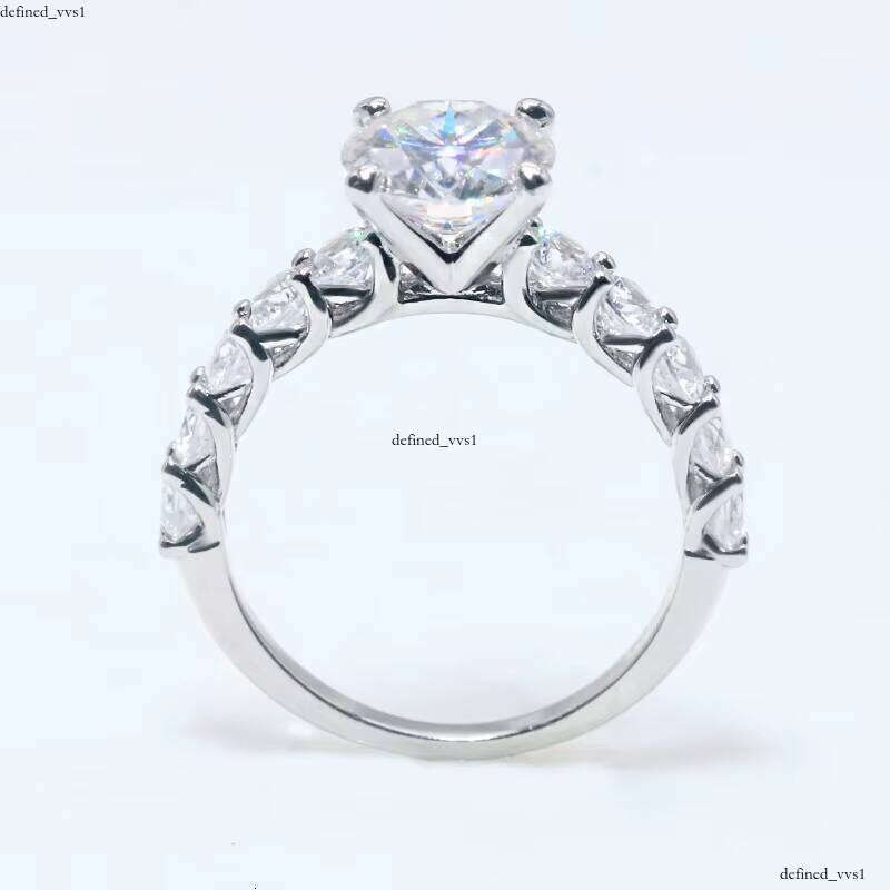 Light Luxury 4-Prong Women's Jewelry GRA Certificate Round 2 CT Genuine White Gold 18K 14K VVS Moissanite Engagement Wedding Ring