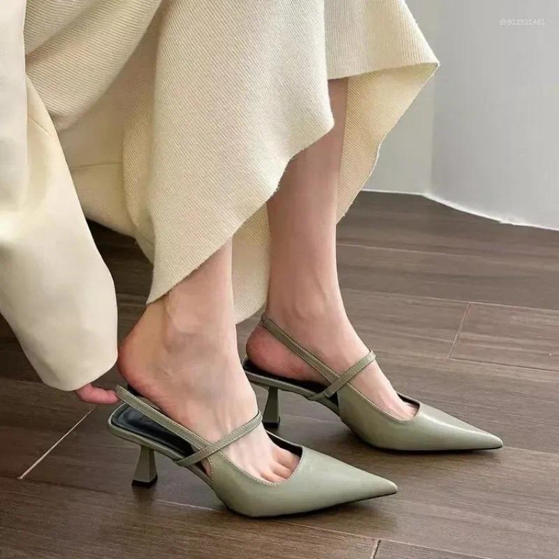 Sandals Temperament Pointed Toe High Heels Women's One-word Buckle Strap Bucket Head Shallow Mouth Stiletto Mary Jane