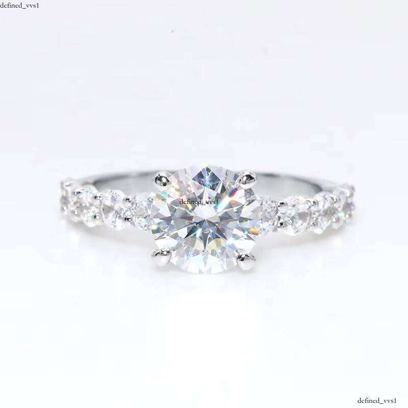 Light Luxury 4-Prong Women's Jewelry GRA Certificate Round 2 CT Genuine White Gold 18K 14K VVS Moissanite Engagement Wedding Ring