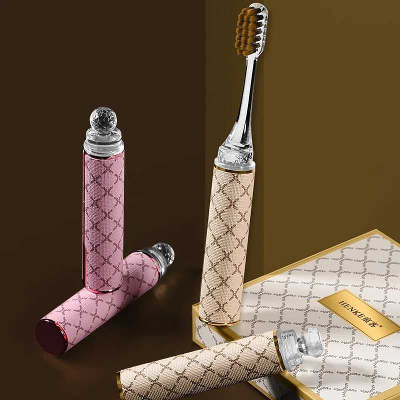 4-Pcs Gift Boxes Platinum powder with creative lipstick shape removable handle soft-bristle household adult couple toothbrusT260212