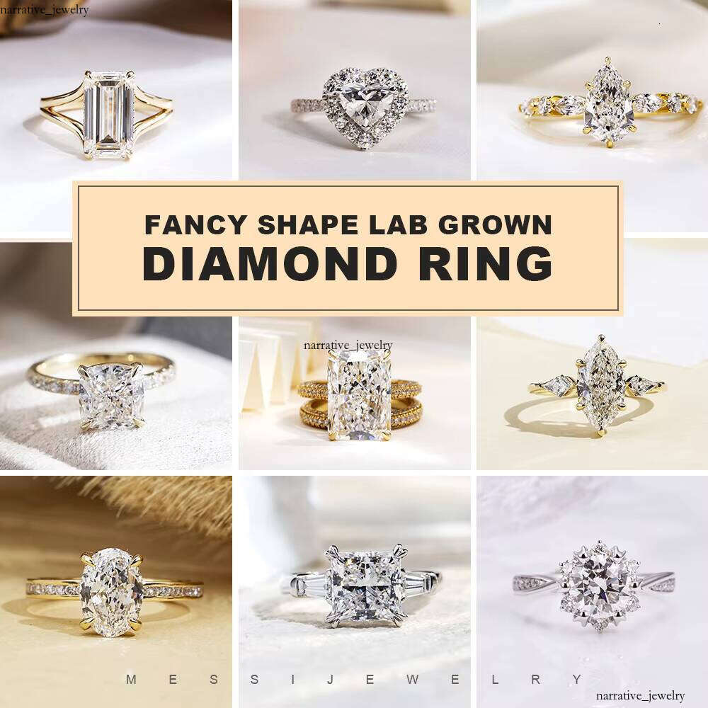 Messi Gemstone MSR-720 925 Silver 14k Gold Marquise Moissanite VVS Moissanite Engagement Ring