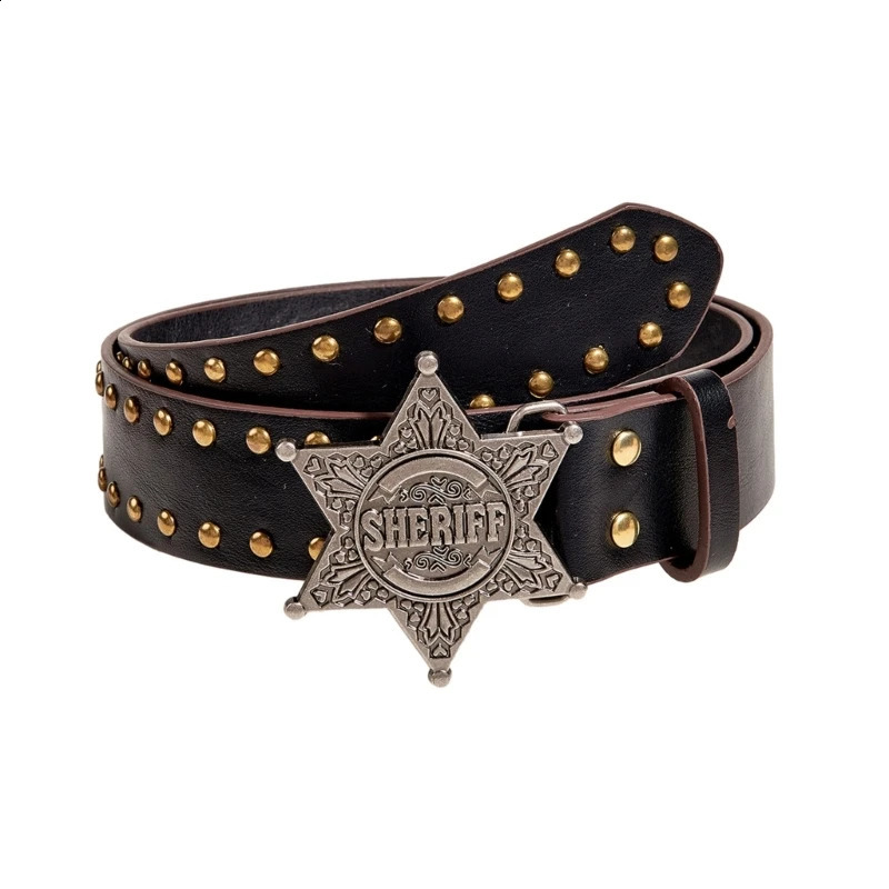 Fashion Jeans Belt with Star-shaped Metal Buckle Y2K All-Matched Western Cowgirl Waist Belt Rivet Punk Wide Waistband Decoration 260124