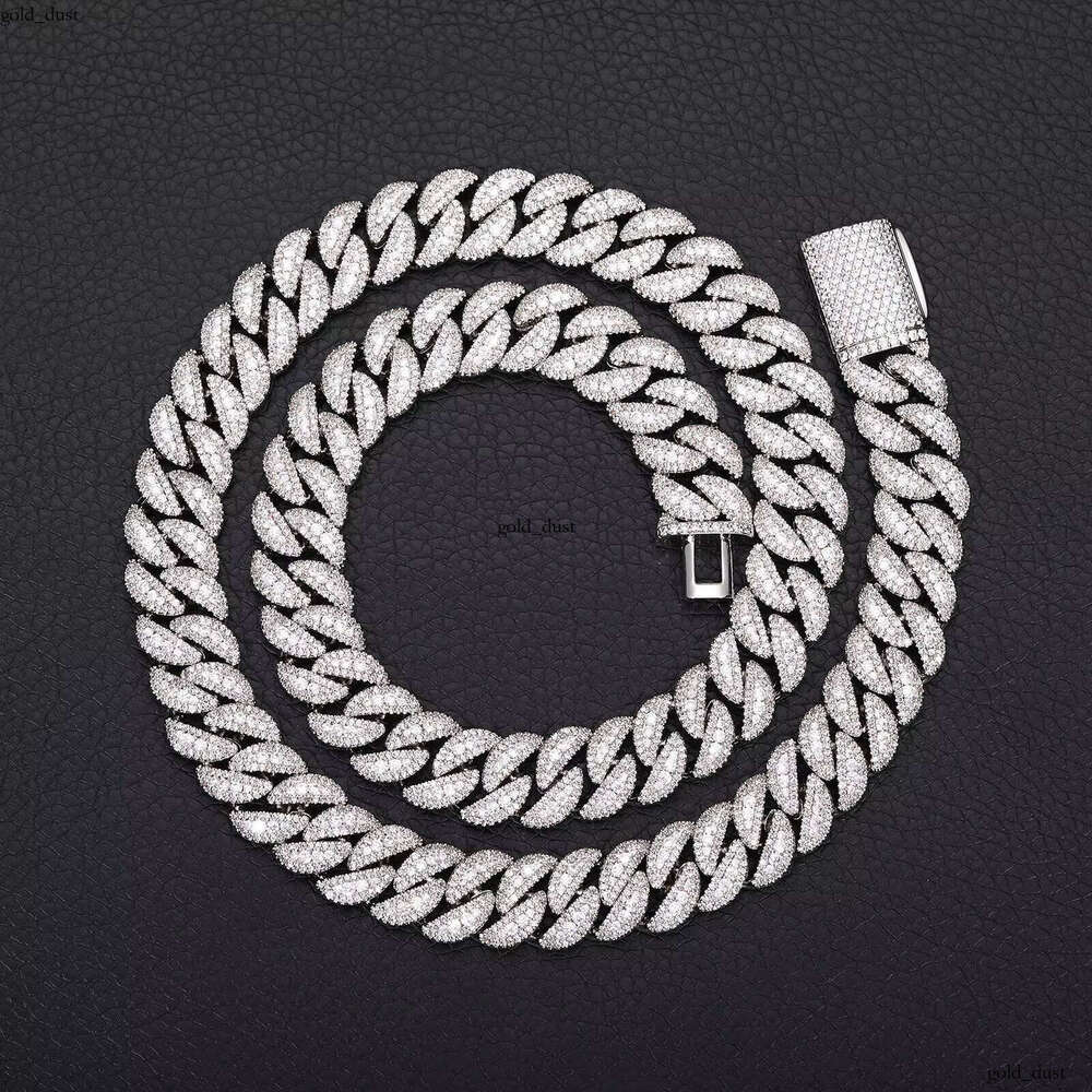 12mm-22mm Cuban Diamond 14K 18K Gold Plated Brass VVS Moissaniteia Necklace Men's Chain