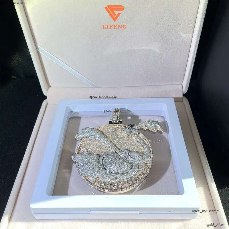 Customized Pendant Iced Out Vvs Moissanite Miami Cuban k Chain Men Necklace Hip Hop 1b