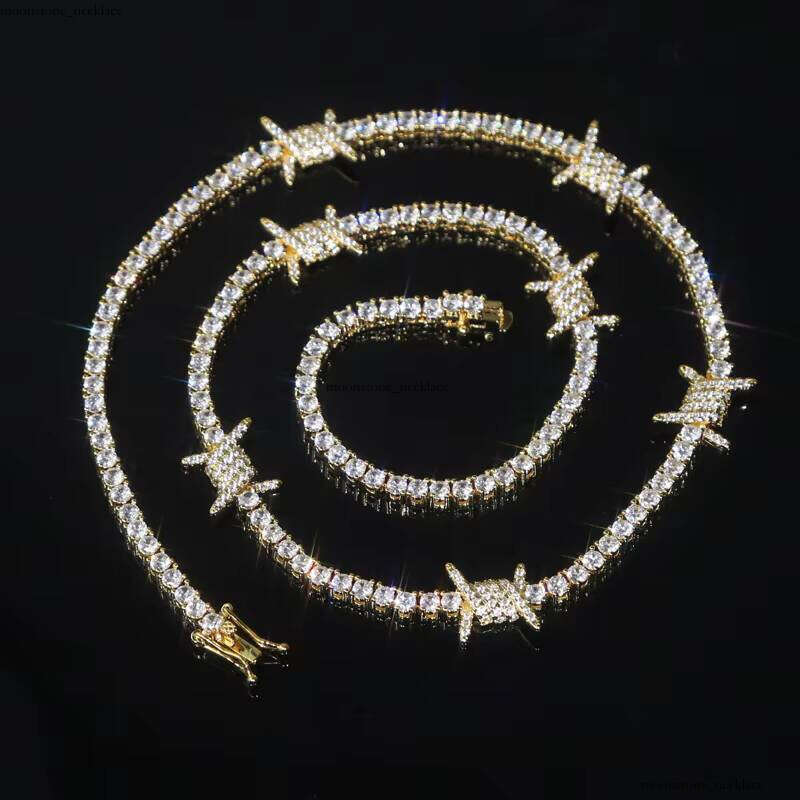 Pearlescent Silver Gold-Plated Hip-Hop Fashion Jewelry for Men and Women 5A VVS Moissanite Wire Mesh 3mm Tennis Chain Necklace