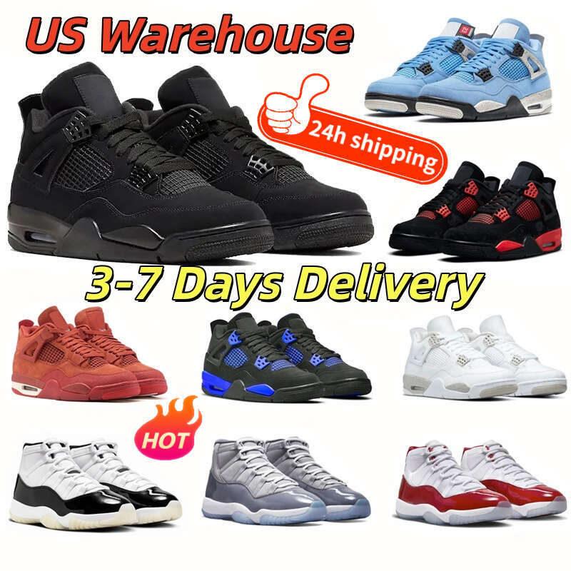 Desginer 4shoes Basketball shoes 4s Military Black Cat Bred Sail Red White Cement Yellow Thunder Cool Grey University Blue Pink Mens Women Sneaker Sport Trainer