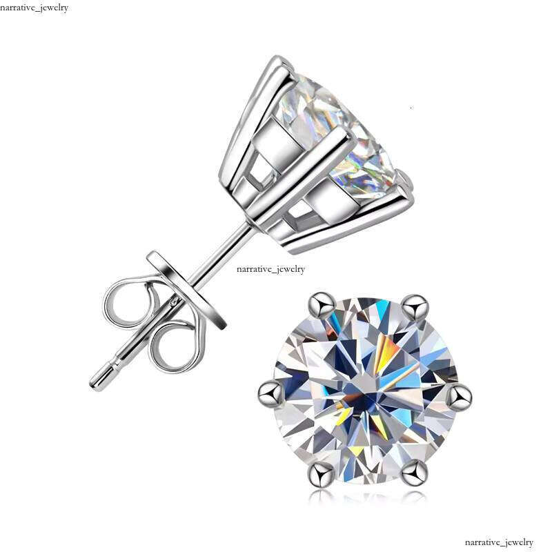 High Quality 0.5ct Gold Plated 925 Sterling Silver Vvs Moissanite Stud Earrings Men Gra Certificate