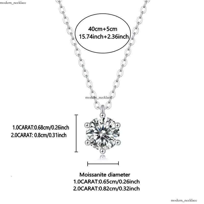 925 Sterling Silver Diaspore Necklace Classic 6 Prong Pendant High-end Fashion Wedding Anniversary Gift Couple Decoration