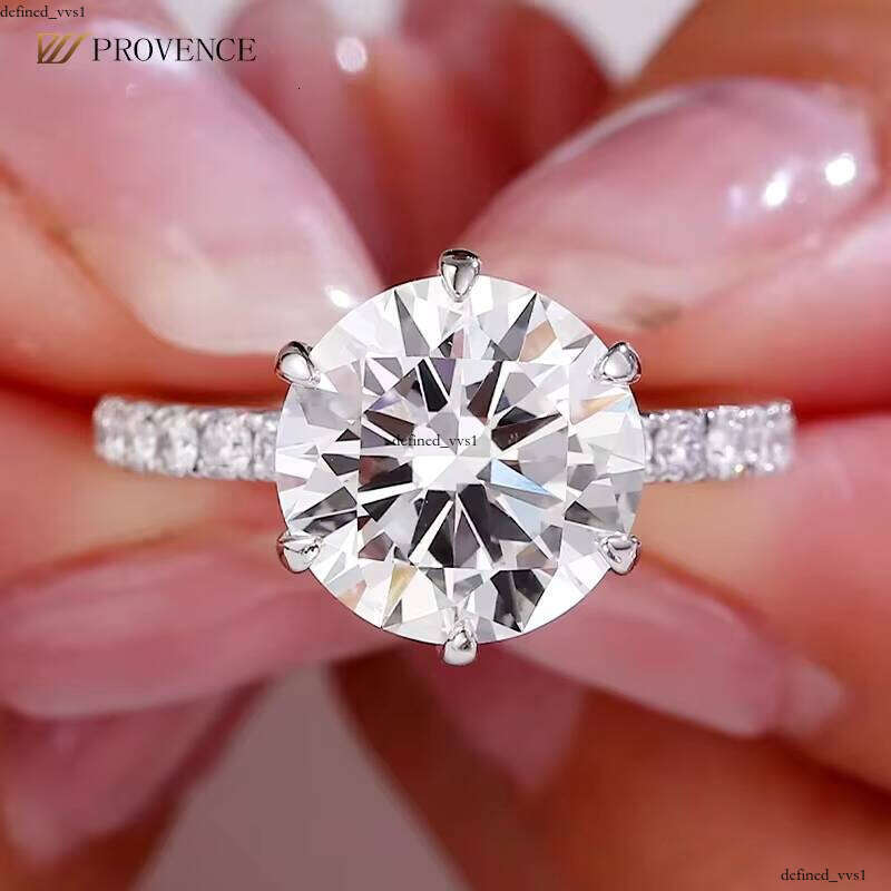 Lab-Grown VVS Moissanite 6-Prong 925 Sterling Silver Exquisite Classic Wedding Ring Anniversary Gift Couple Daily Wear