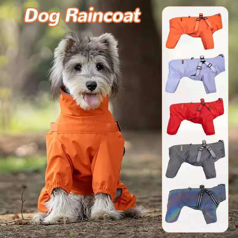 Famous brand Adjustable Raincoat For Dog with Harness Waterproof Jumpsuit Jacket for Dogs Reflective Puppy Rain Coat pupakaIK