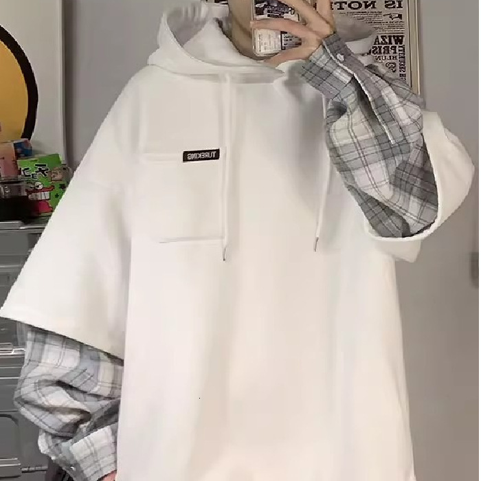 2026 New Designers' Fashion Luxury Brand Autumn Men's Checkered Hooded Outdoor Sport Shirt Hong Kong Trendy Style Hip Hop Style Double-piece