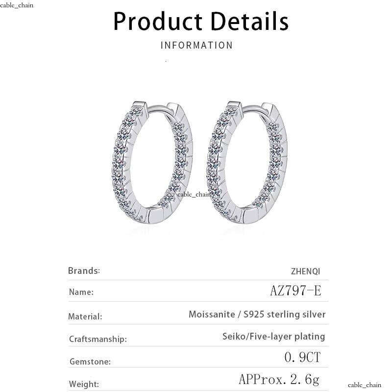 Manufacturer Wholesale 0.9 CT VVS Moissanite Round Cut Sterling Silver 925 Fashion Exquisite Women's Earrings