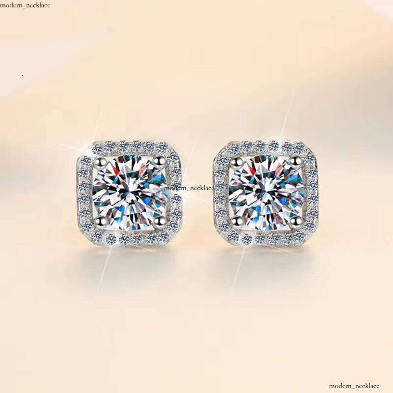 Premium Women's VVS Moissanite Geometric Square Fashion Pure Silver S925 Jewelry Gift VVs1 Inlaid Stone Earrings