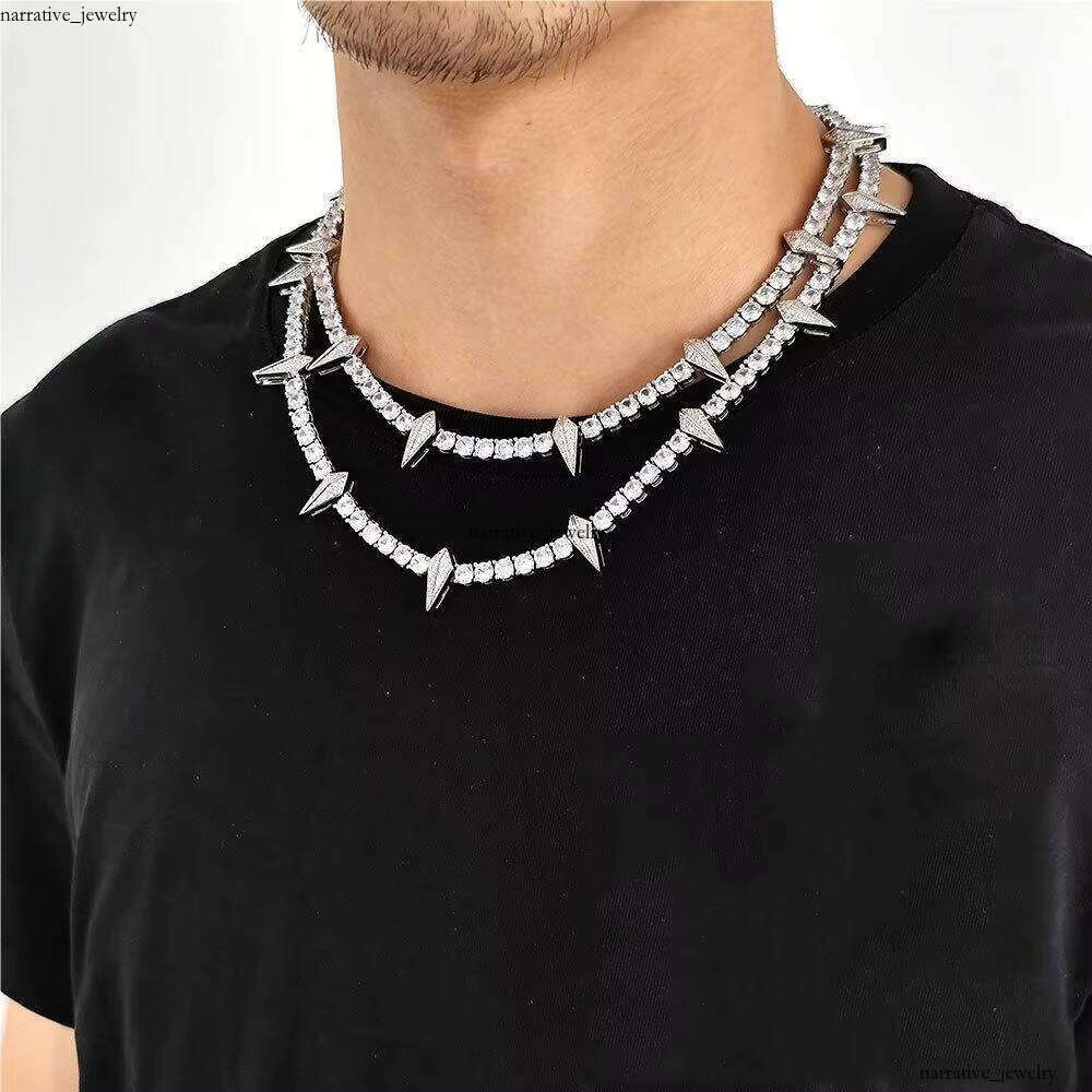 Hiphop 5mm Tennis Rivet Black Panther Necklace Iced VVS Moissanite Chain for Men and Women