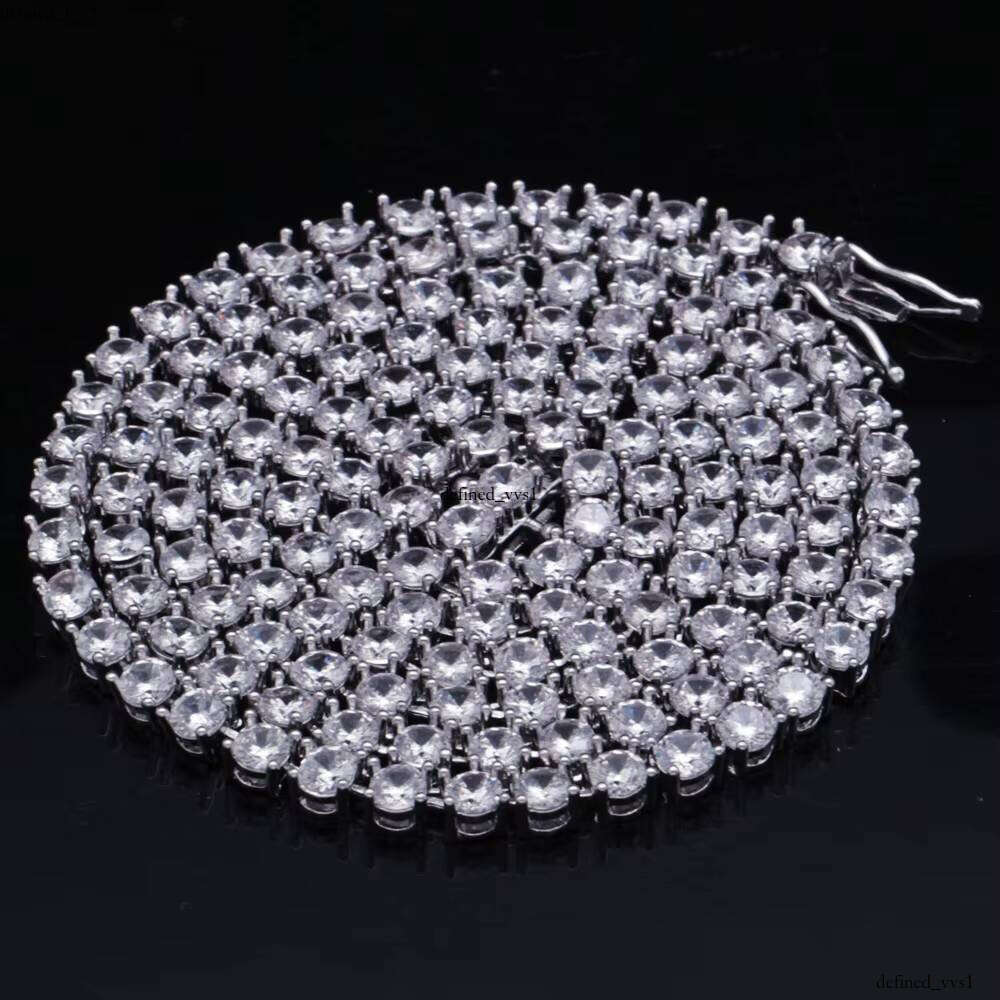 3mm 4mm 5mm Iced Out VVS Moissanite Necklace Hip Hop Micro Inlaid Pearlescent Straight Pull Tennis Chain