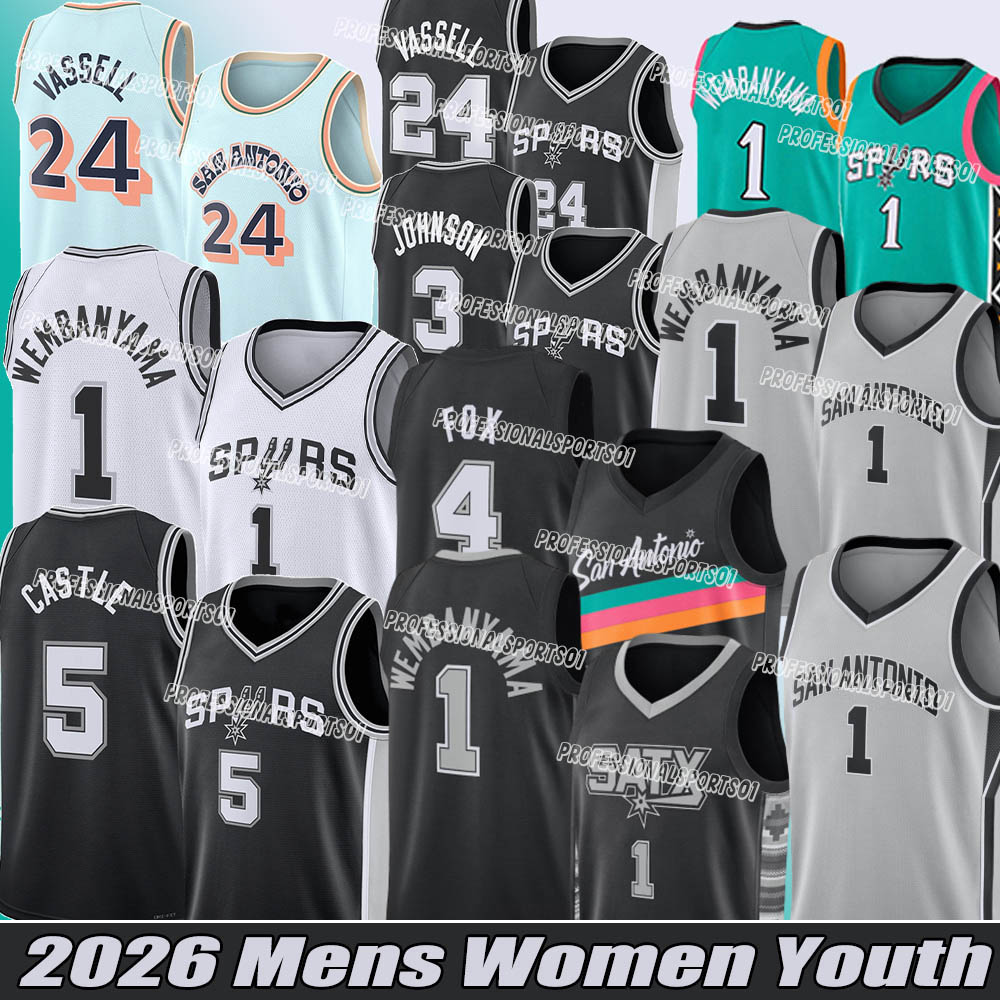 2026 San Antonio city Basketball Jerseys Victor Wembanyama Kids #4 Fox Spurses Jersey