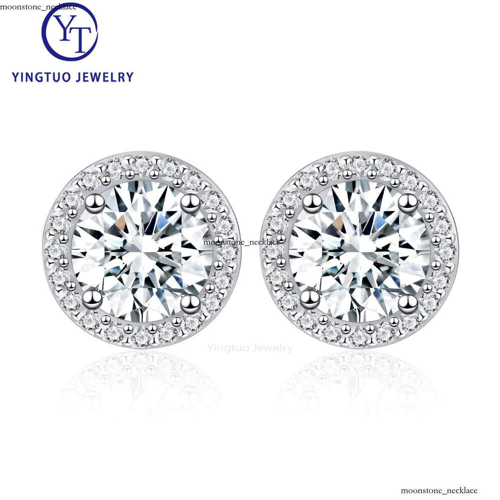 Hip-Hop Moissanite Stud 1ct VVS 925 Sterling Silver Unisex Jewelry Flower Cluster Halo VVS Moissanite Earrings with GRA Certificate