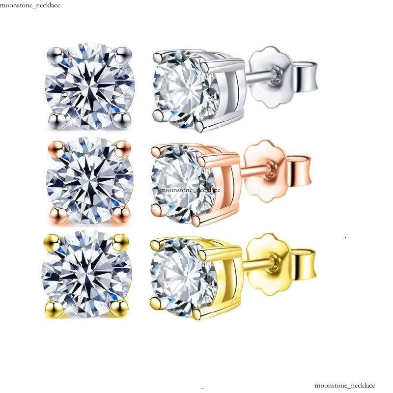 VVS Moissanite GRA Certified White Carbonite Men's Earrings 925 Sterling Silver 18k Gold Plated 0.5 1 CT Women's Wedding Jewelry