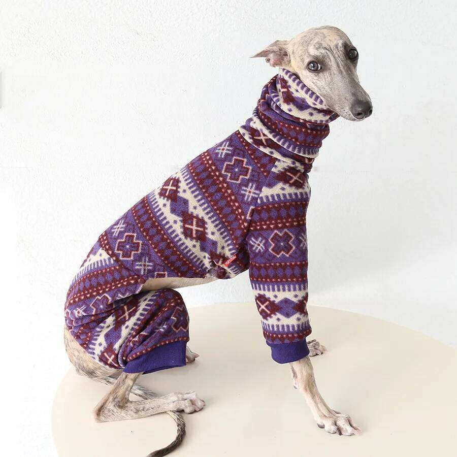 Famous brand Plush Fleece Four Leg Dog Onesie Ethnic Boho Pattern Warm Cozy Outfit For Italian Greyhound Whippet Small Breeds Home Walk Gift pupakaIK