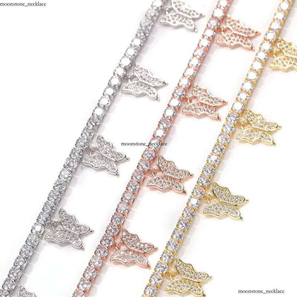 Fashion gold VVS Moissanite Drusy Butterfly Charm for Weddings and Parties Women's Tennis Necklace Made of Brass