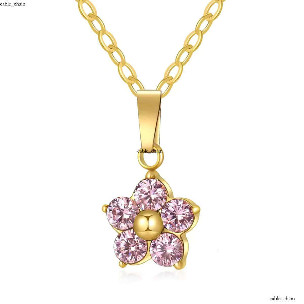Sterling Silver Plum Blossom Necklace, Inlaid VVS Moissanite Different Colors Gold Necklace Silver Pendant