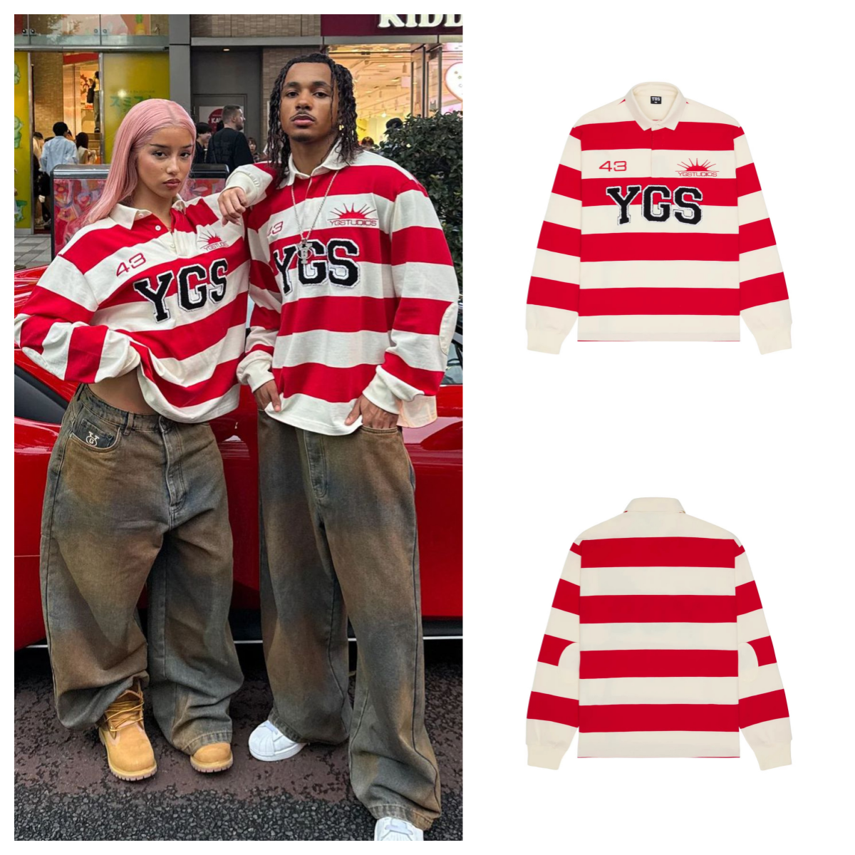 Men's T Shirts YGS Harajuku Vintage T-Shirts Casual Y2K Personalized Pattern Printed Shirt Art Striped Style Stand Collar Short Sleeve Men Loose 