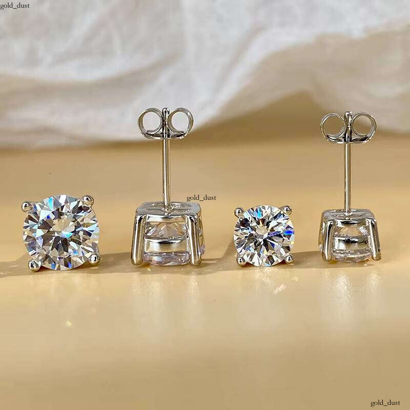 0.5-3ct D Color Fashion Round Earring VVS Moissanite Stud Earrings for Women