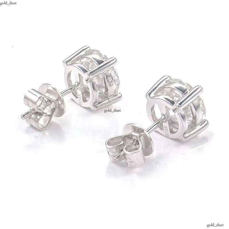 18k Gold Four Claw VVS Moissanite Earrings, Simple and Fashionable Round Earrings for Women