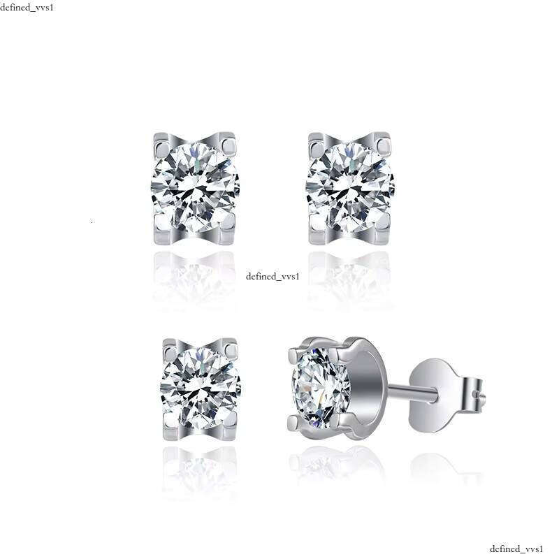 fashionable and Minimalist 925 Sterling Silver VVS Moissanite 6.5mm 1 CT Earrings for Women