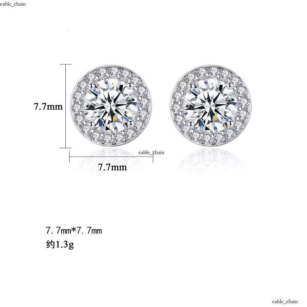 VVS Moissanite Fashion Luxury Wedding Jewelry S925 Sterling Silver Shiny Chalcedony Round Earrings