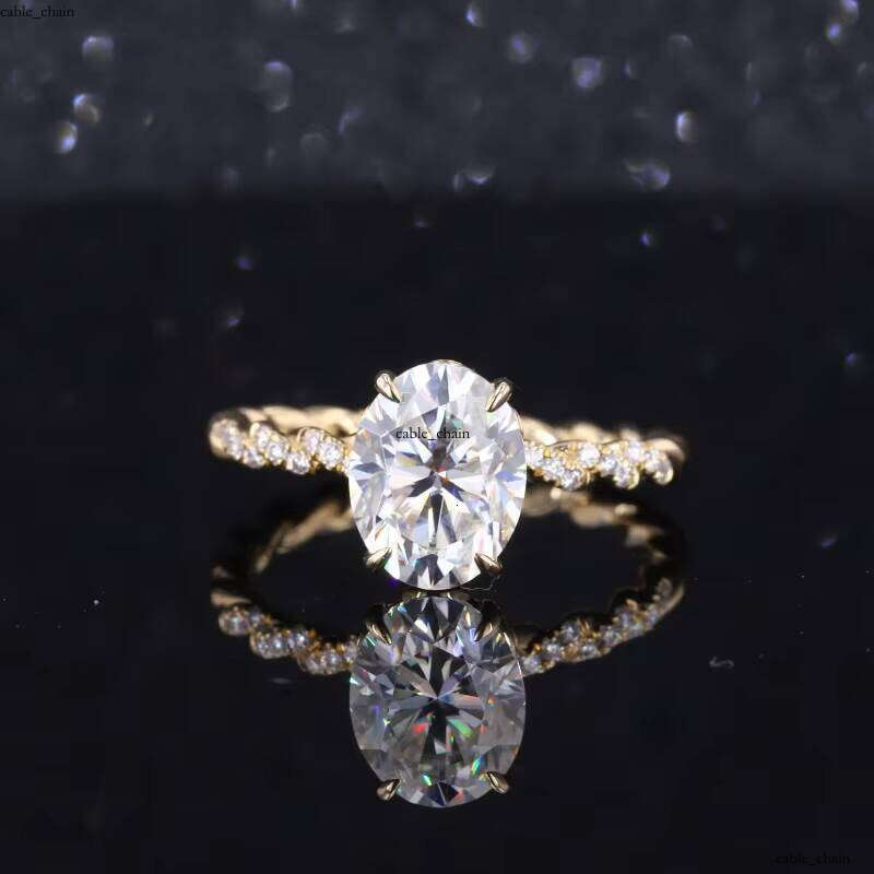 14k Pure Gold Color Star Gemstone Oval Brilliant 9x7mm VVS Moissanite Special Style Flower Basket Engagement Ring