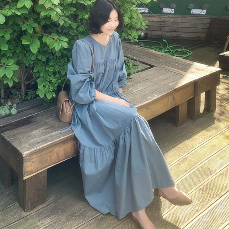 Oversized Women Denim Long Dresses ZANZEA Fashion V-neck Solid Robes Korean Fashion Long Sleeve Vestidos Casual Autumn Dresses 240816