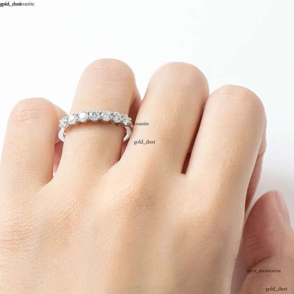 Luxury Moissanite Band Promise Ring for Women 100% Original 925 Sterling Silver D White Gold Diamond Rings Eternity Wedding Fine Jewelry Gift US Size 