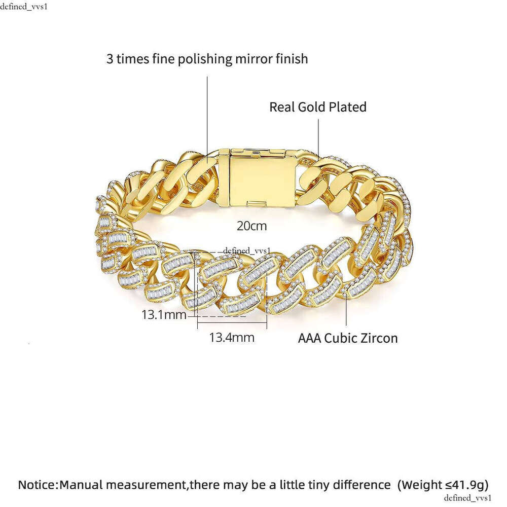 VVS Moissanite LUOTEEMI Charm Cuban Link Hiphop Jewelry Hippie New Pearl Ice Luxury Men's Bracelet