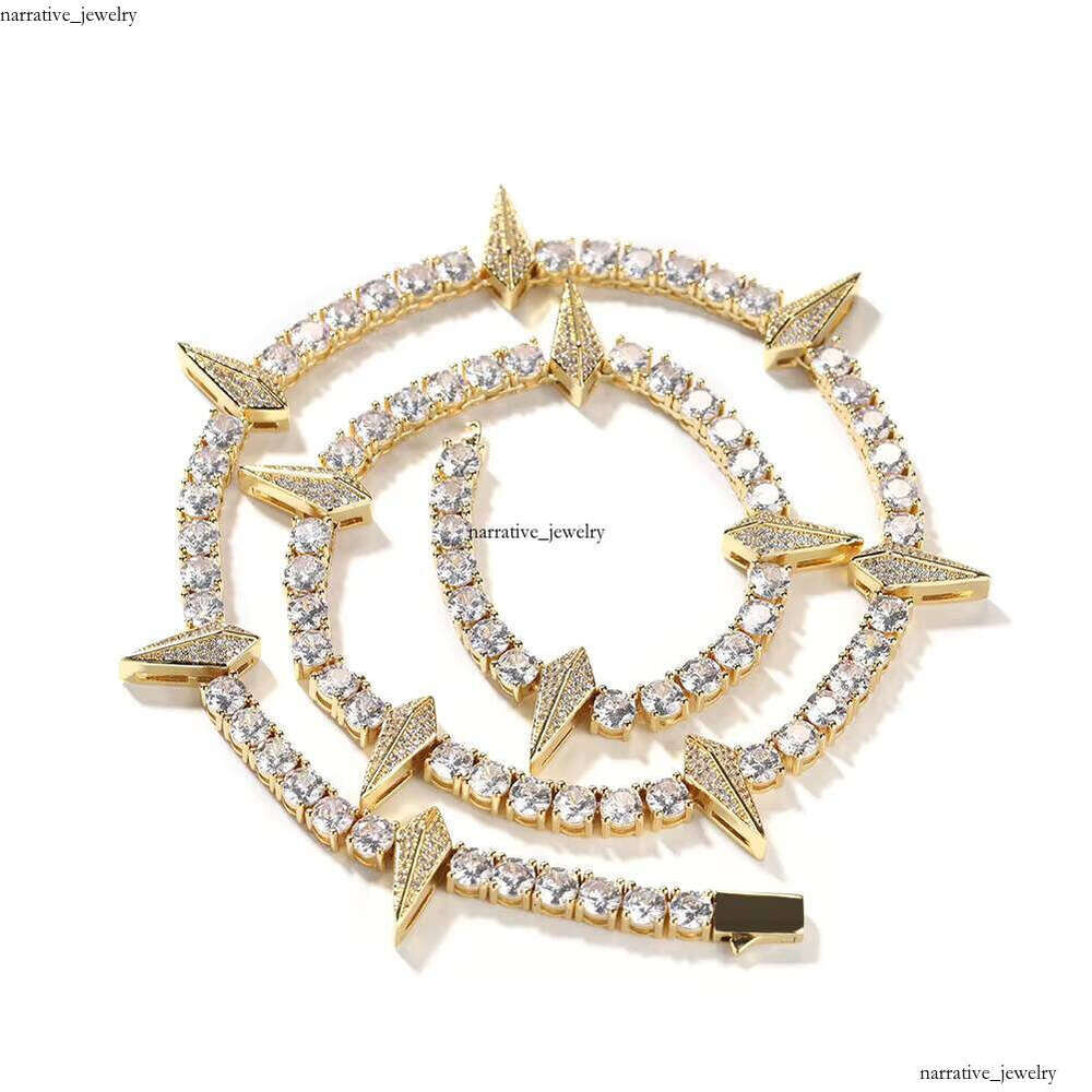 DY Hip-Hop Black Panther Style VVS Moissanite Wolf Tooth Necklace Straight Pull Spring Clasp Tennis Chain