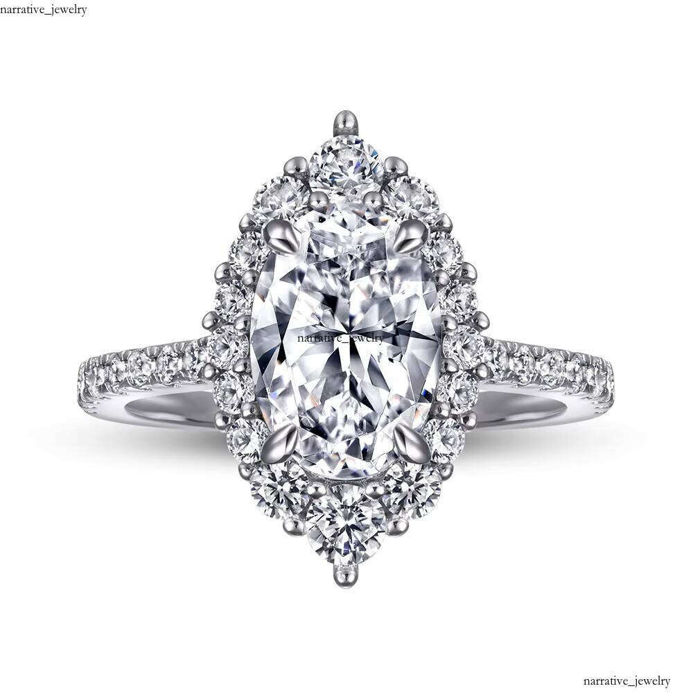 Custom Jewelry 925 Sterling Silver 18k Gold Plated Women's Party Engagement Ring VVS Moissanite or Diaspore Oval Cut