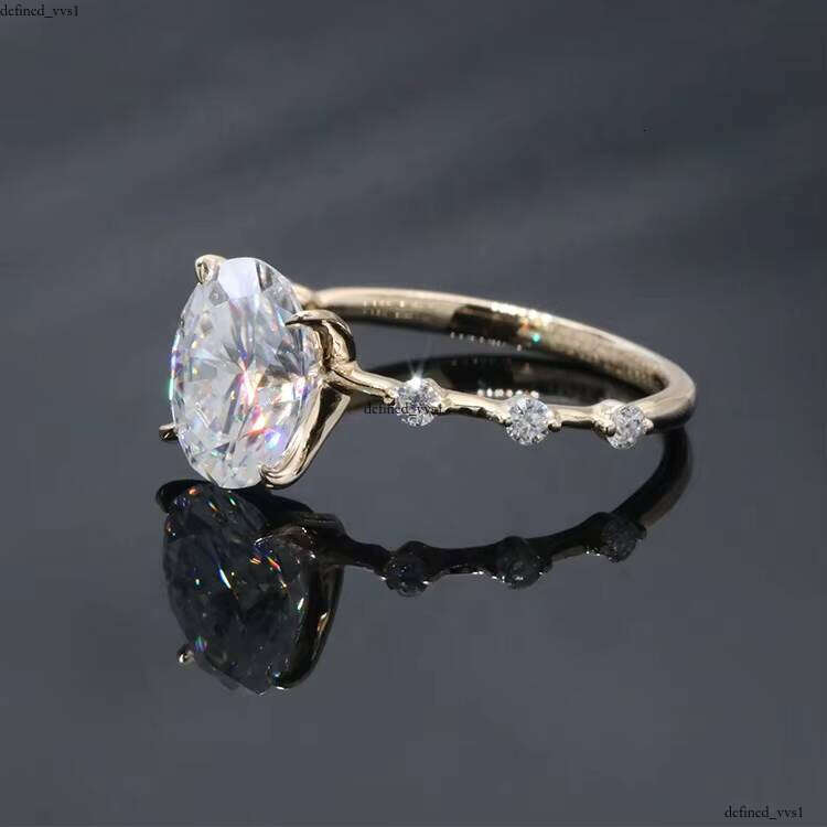 VVS Moissanite Free Shipping fashion Jewelry 7x 9mm 2ct Oval Shape Silicon Stone Engagement 14k Solid Gold Ring