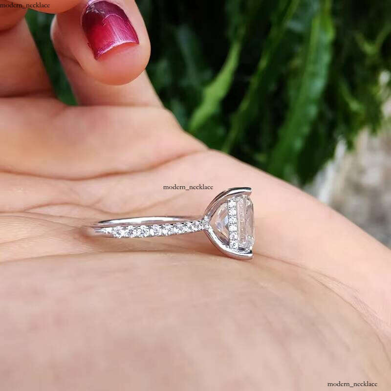 10k 14k 18k Real White Gold 6*8mm 2ct Radiant Cut Colorless Diaspore VVS Moissanite Engagement Female Ring Anniversary Gift