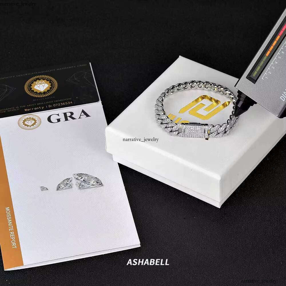 Pass Tester 925 Silver Moissanite VVS Moissanite Miami Iced Out 18k Gold HipHop Necklace Mens Cuban Link Chain