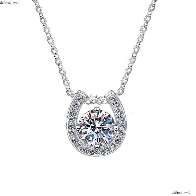 Fashion Elegant VVs1 Fine Jewelry Silicon Stone VVS Moissanite S925 Sterling Silver Horseshoe Necklace Anniversary Gift Accessories