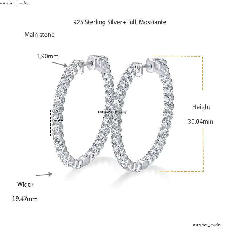 VVS Moissanite Ready for Shipment High-Quality 925 Sterling Silver Sandstone Earrings New Fashion Jewelry Product