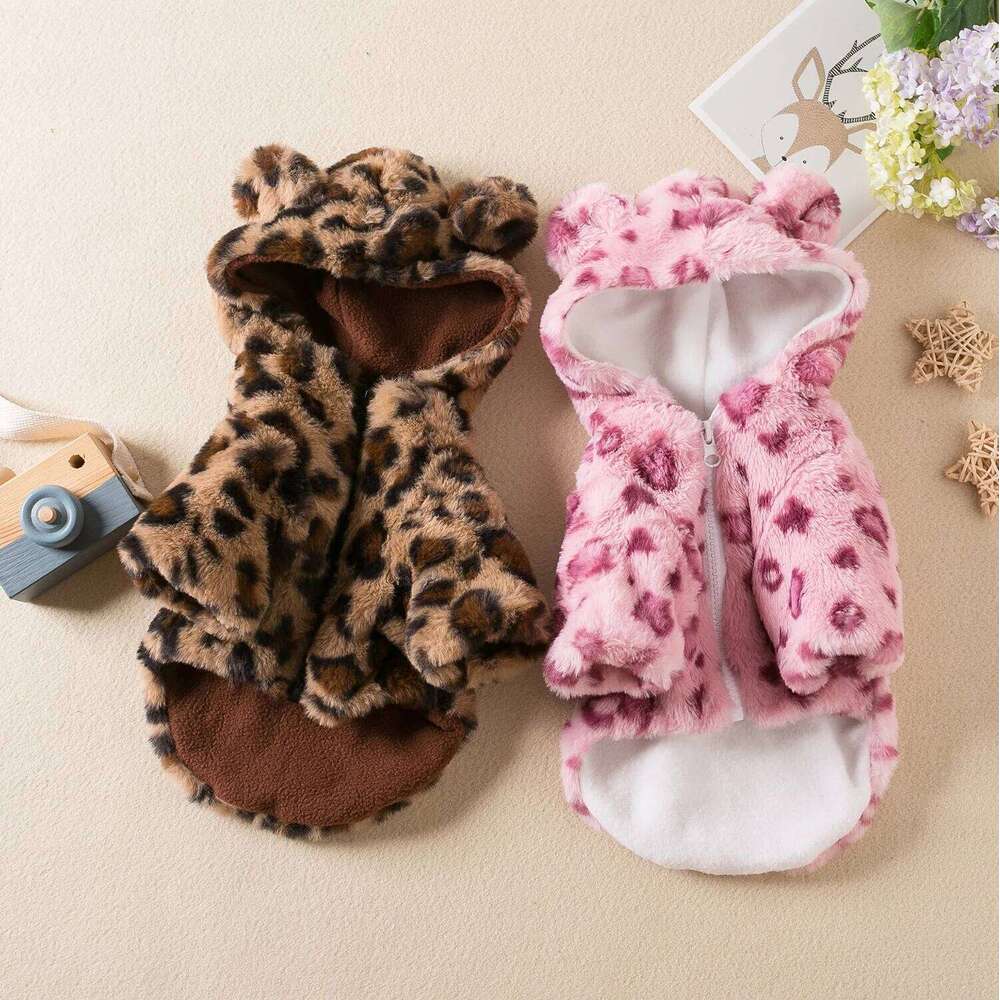 Famous brand PC Lot Winter Clothes Leopard Print Jacket Coat Warm Fleece Small Dog Outfit Pet Hoodies pupakaIK