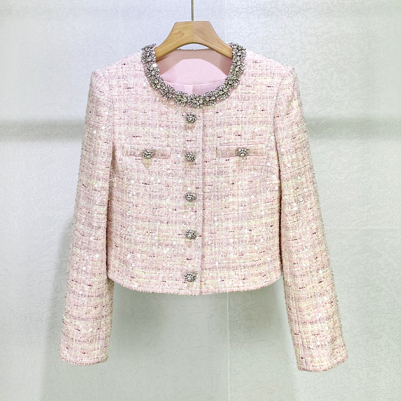 Designer SP jacket Diamond sequins pink short jacket