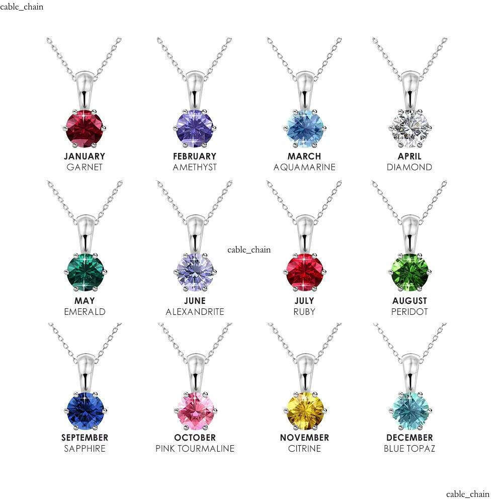 Colorful 12-Month Birthstone Pendant Daisini Embellished with Crystals 925 Sterling Silver Charm Necklace