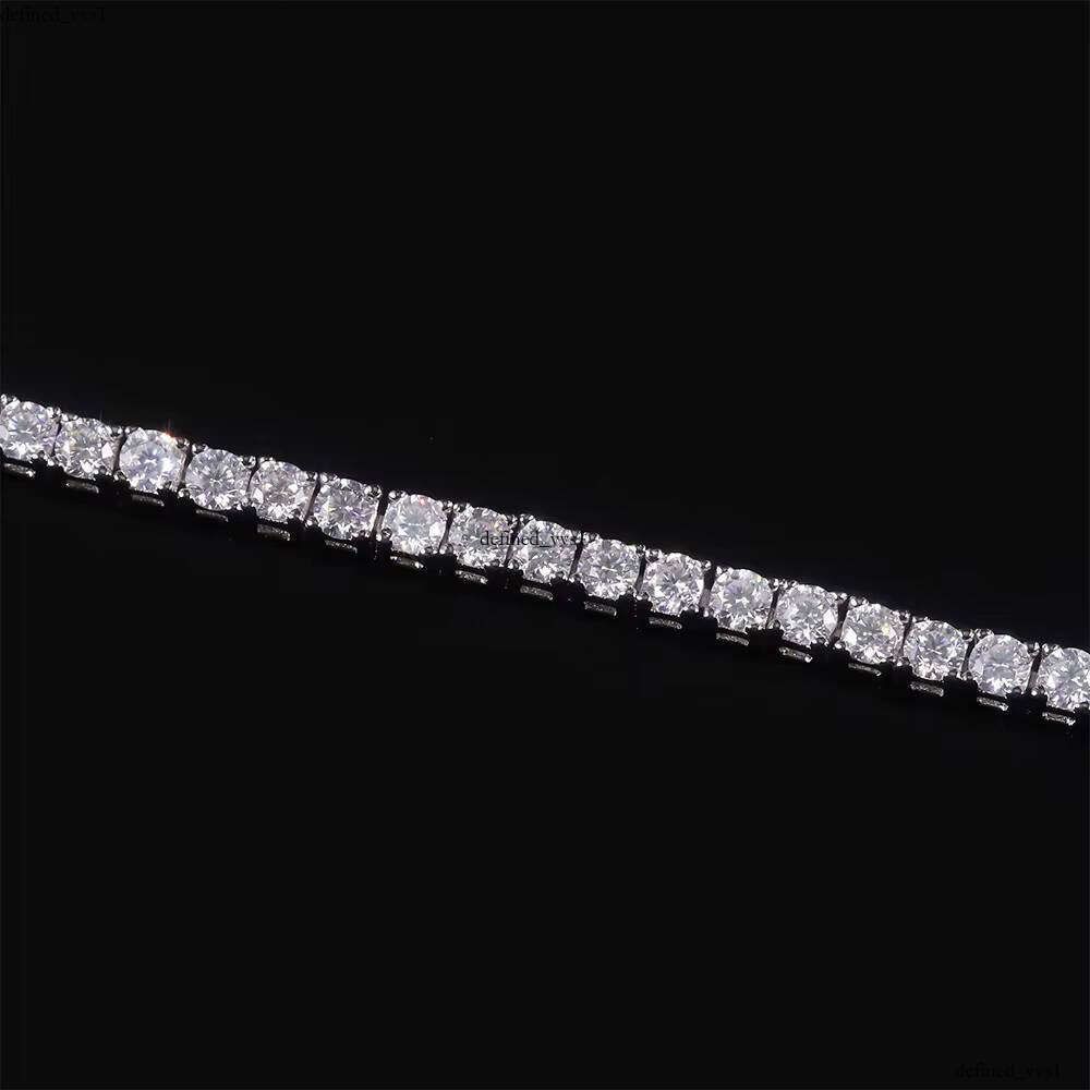 U02B Long-lasting Custom 925 Sterling Silver White VVS Moissanite Bracelet S925 3mm 5mm Round Silicon Stone Tennis Bangle