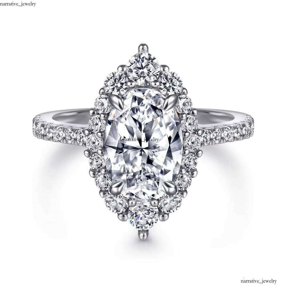 Custom Jewelry 925 Sterling Silver 18k Gold Plated Women's Party Engagement Ring VVS Moissanite or Diaspore Oval Cut