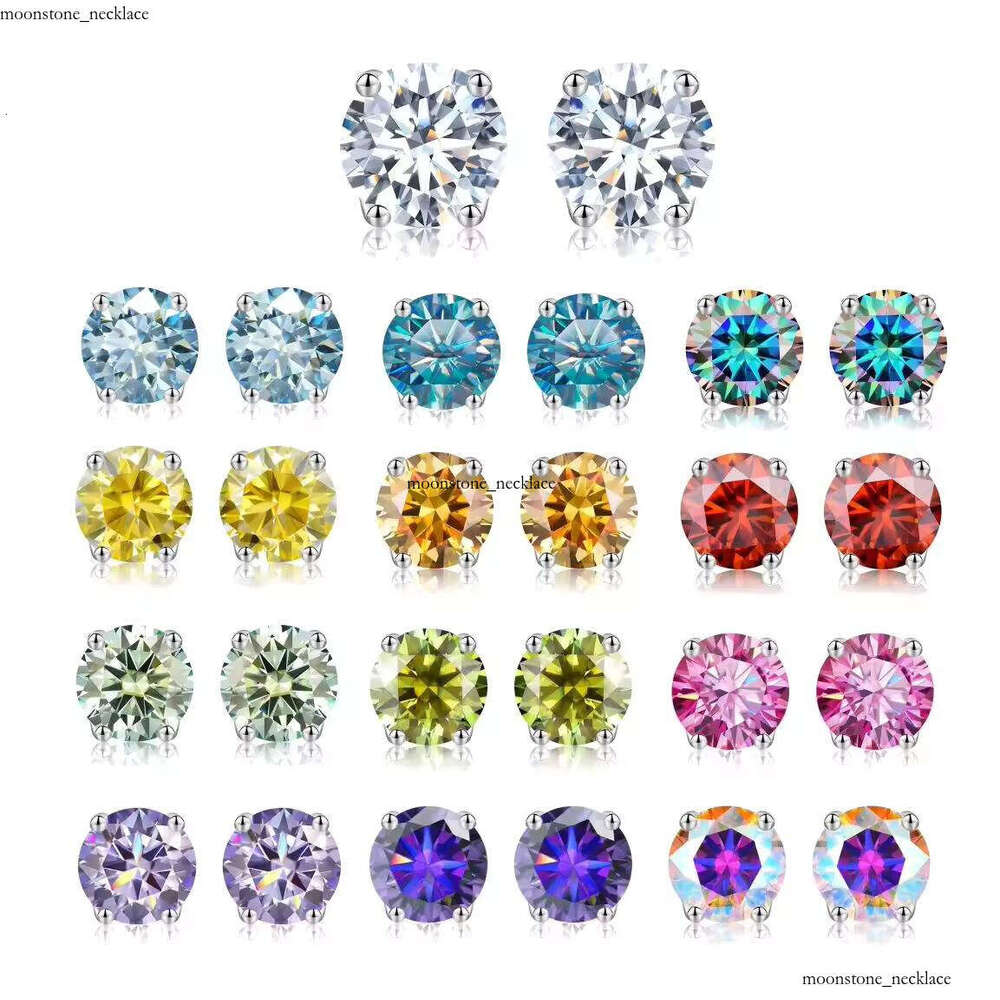 VVS Moissanite GRA Certified White Carbonite Men's Earrings 925 Sterling Silver 18k Gold Plated 0.5 1 CT Women's Wedding Jewelry