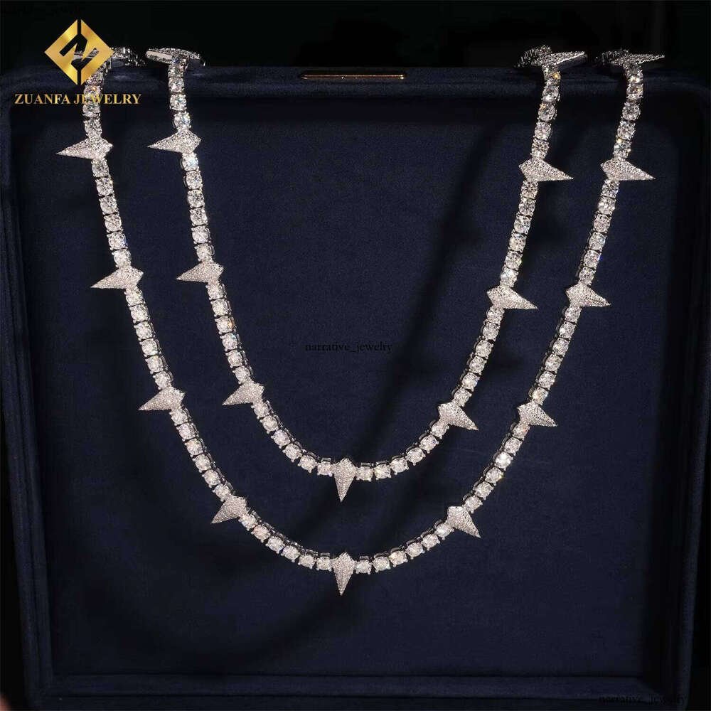 Pass Tester New Iced Out Hip Hop Jewelry 4mm Pointed Chain 925 Silver VVS Silicon Stone VVS Moissanite Tennis Necklace